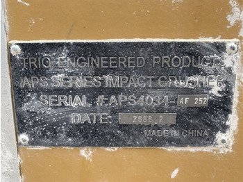 Μίσθωση  TRIO APS4034 Impact Crusher TRIO APS4034 Impact Crusher: φωτογραφία 3