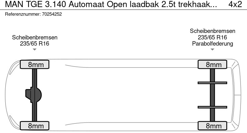 Νέα Μικρό φορτηγό με καρότσα MAN TGE 3.140 Automaat Open laadbak 2.5t trekhaak Dubbel Cabine Airco Cruise Pritsche Pickup Airco Dubbel cabine Trekhaak Cruise control: φωτογραφία 19