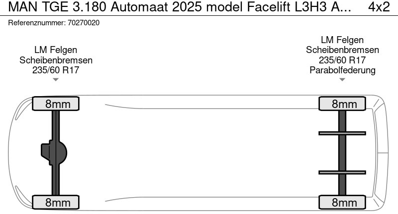 Νέα Βαν MAN TGE 3.180 Automaat 2025 model Facelift L3H3 ACC Trekhaak L2H2 | 12m3 Airco Trekhaak: φωτογραφία 19