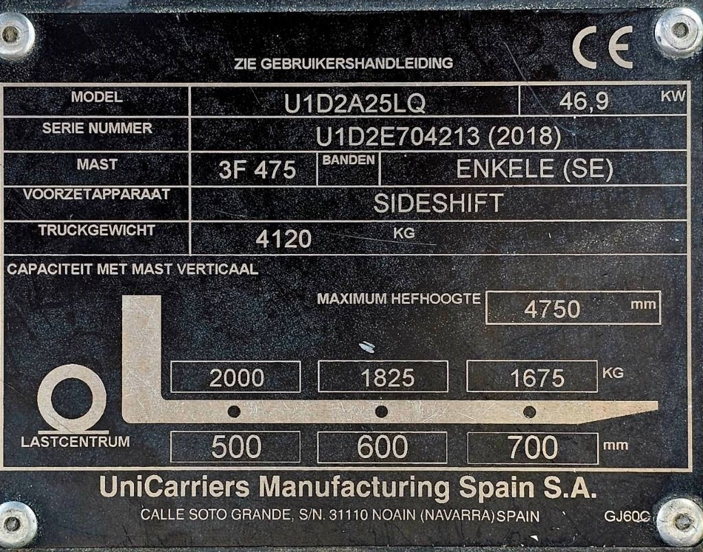 Υγραεριοκίνητο περονοφόρο UniCarriers U1D2A25LQ DX25 LPG: φωτογραφία 16